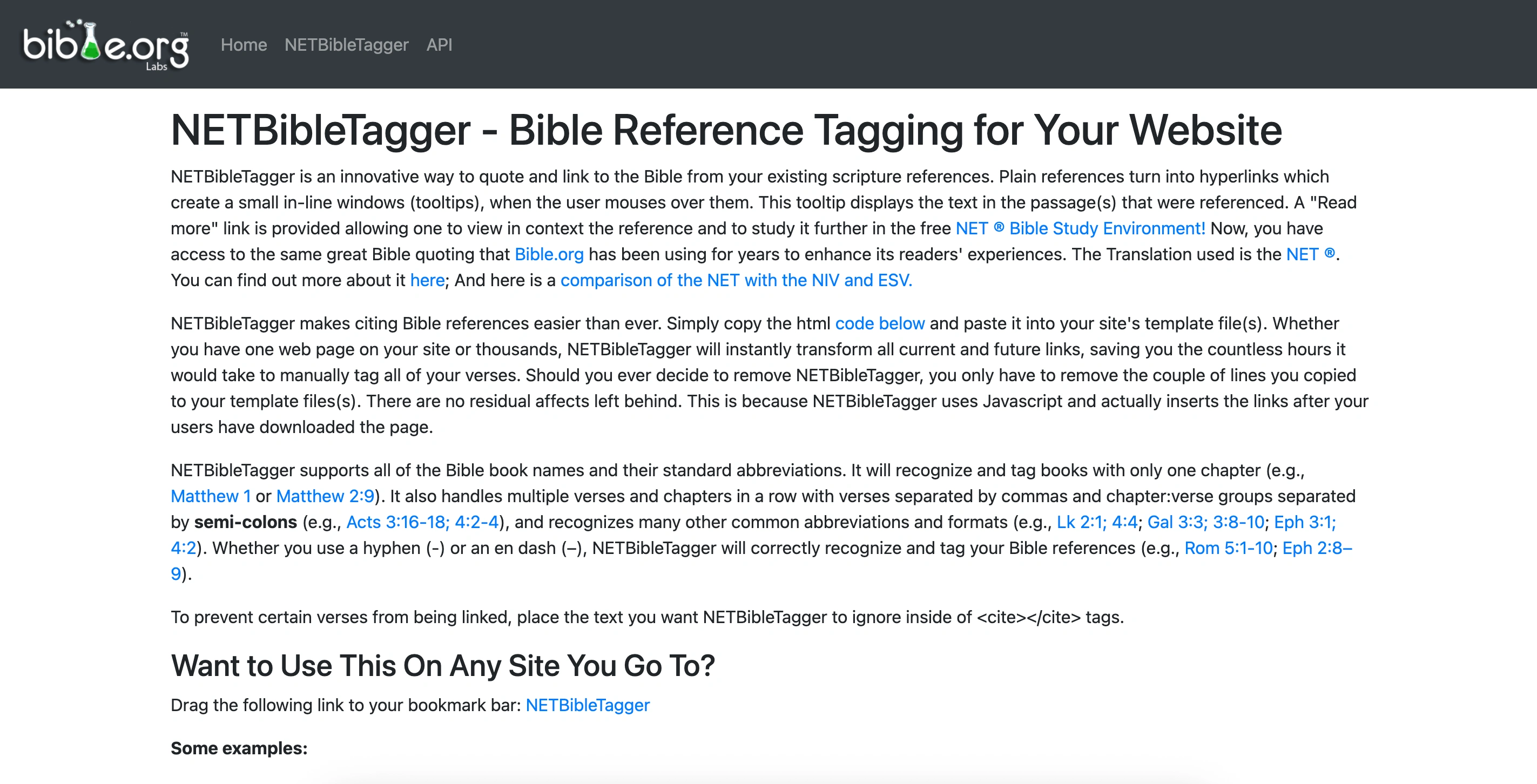 NET Bible Tagger