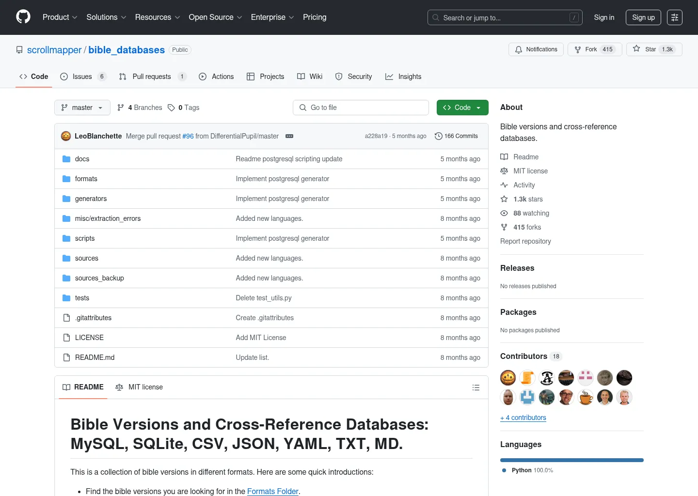 Screenshot of Bible Databases