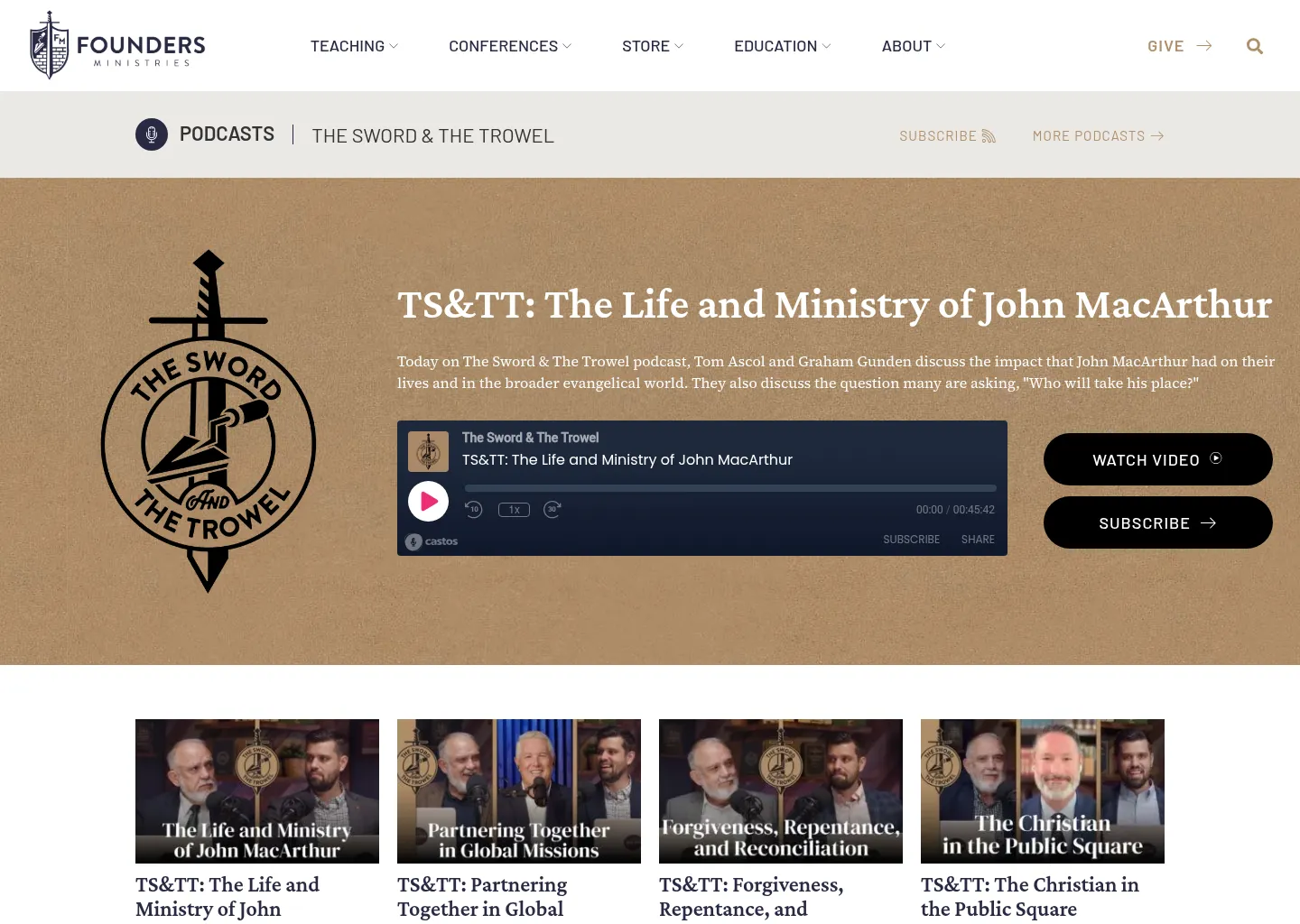 Screenshot of The Sword & The Trowel | Founders Ministries Podcast