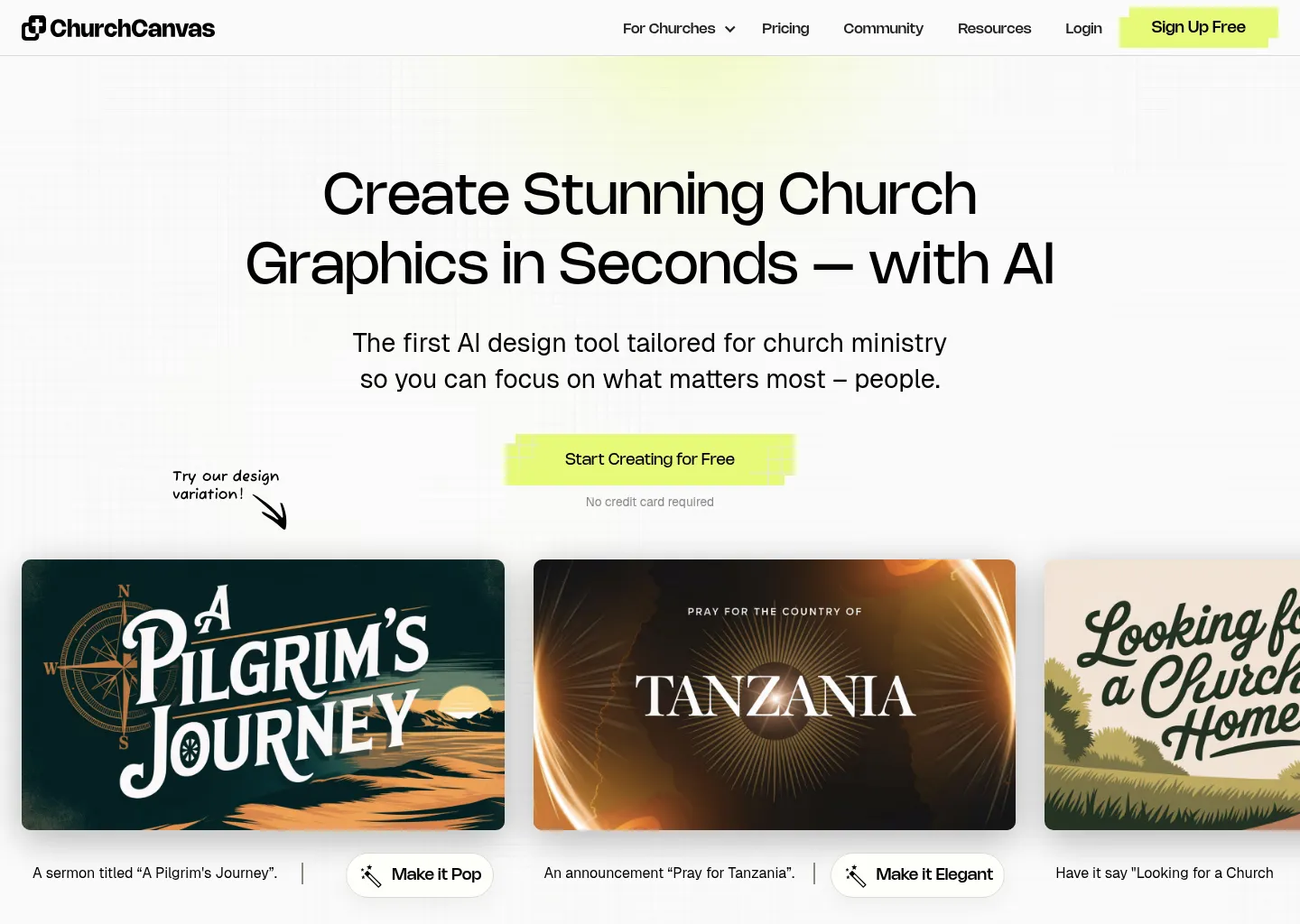 Screenshot of Church Canvas | AI Church Graphics Generator