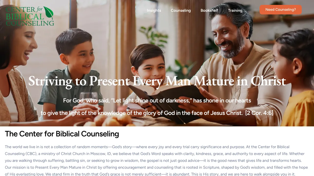 Screenshot of Center for Biblical Counseling – Moscow Idaho