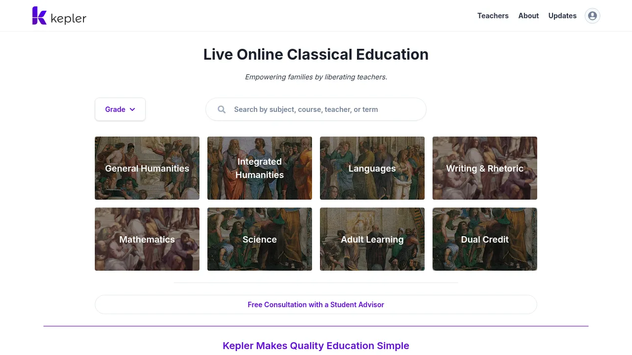 Screenshot of Kepler Education