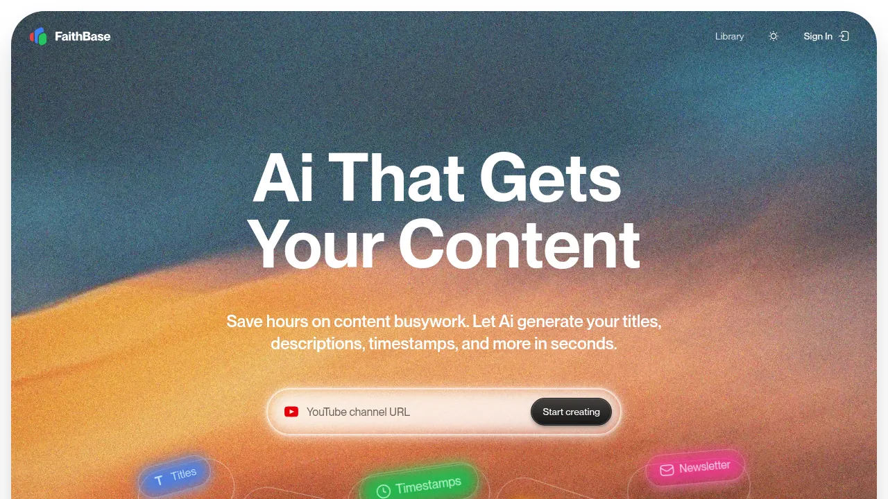 Screenshot of FaithBase