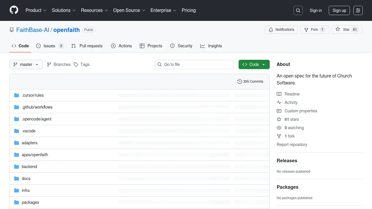 Screenshot of OpenFaith