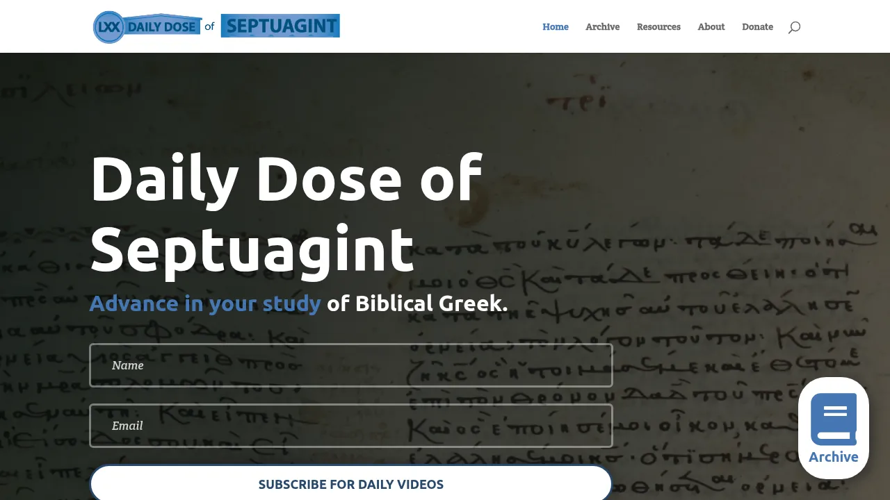Screenshot of Daily Dose of Septuagint