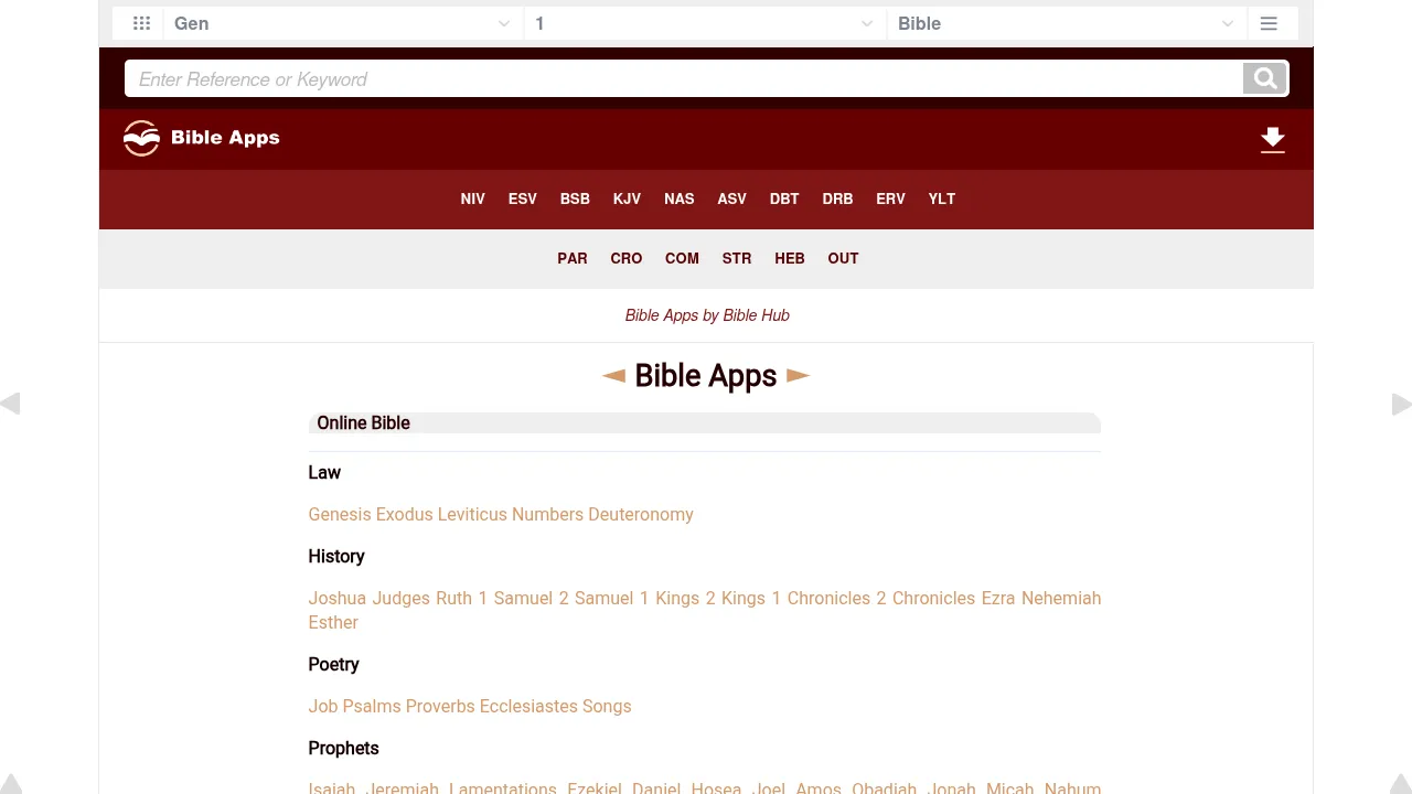 Screenshot of BibleApps.com Online Bible