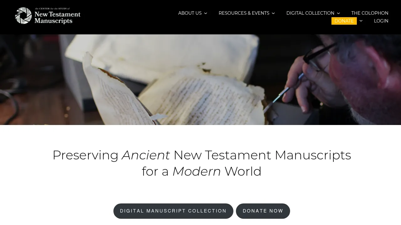 Screenshot of The Center for the Study of New Testament Manuscripts