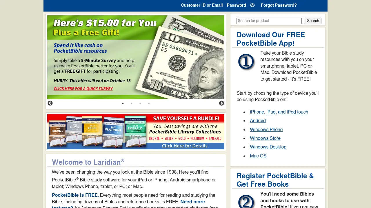 Screenshot of Laridian PocketBible